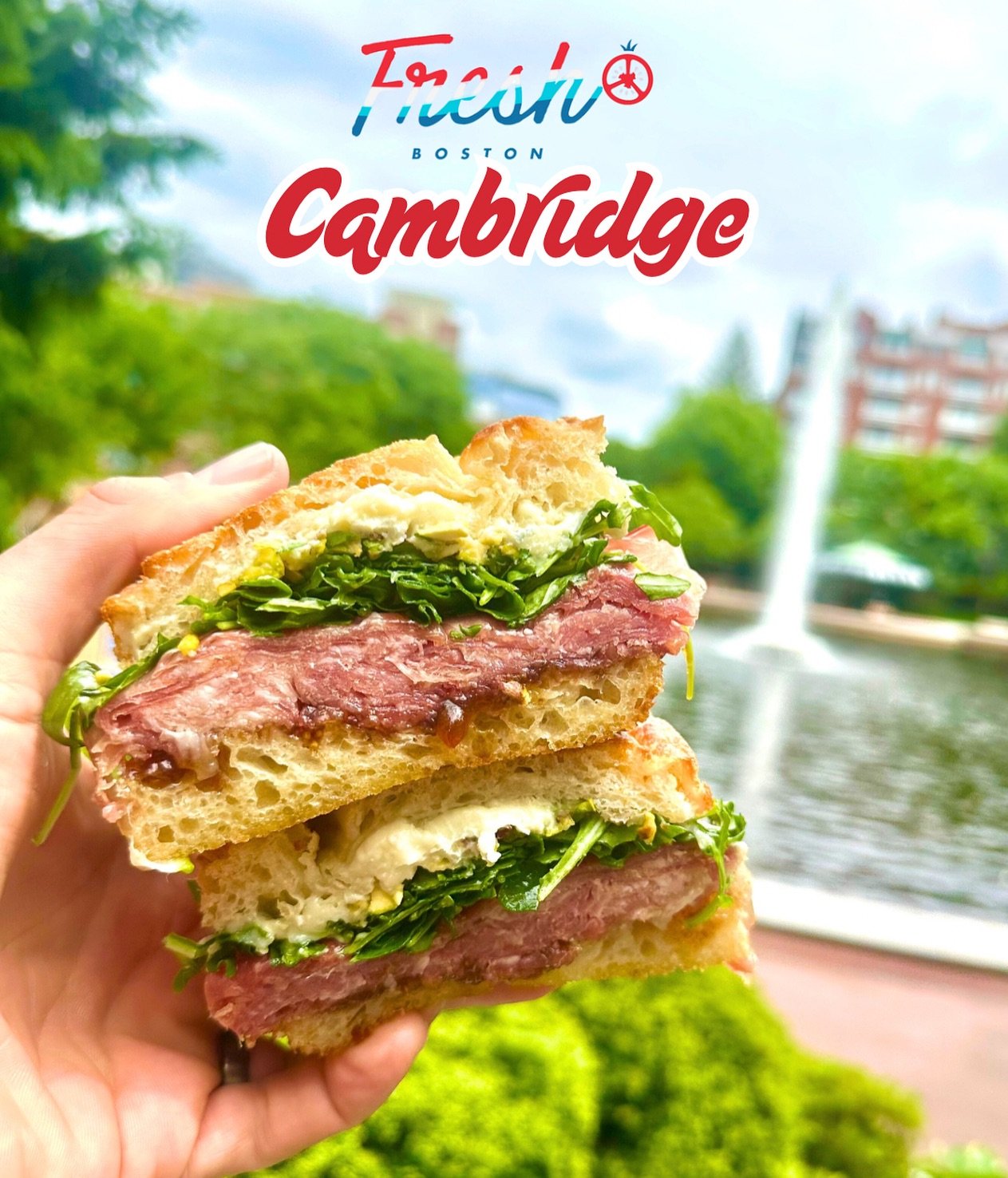 We&rsquo;re as excited as the fountain in this photo to be able to deliver to ALL of Cambridge (and surrounding areas). Fresh Cambridge is now available on UberEats, DoorDash, GrubHub for delivery and Toast for pick up every day from 11am-7pm! 🍅

📸