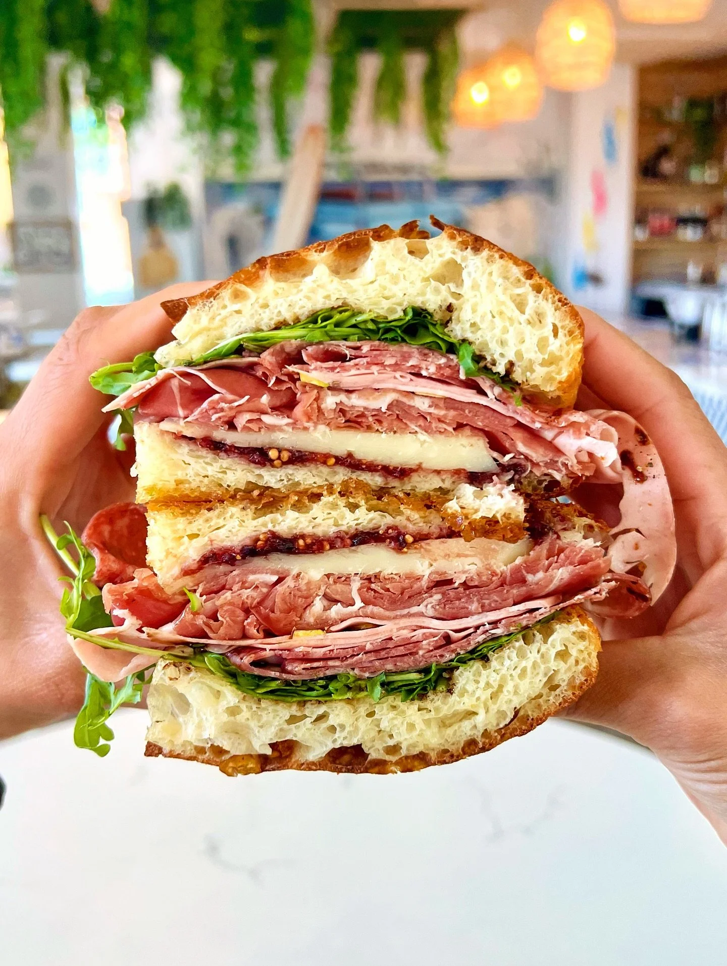 Hissssssss - September just got a little sassy. Go ahead and sandwich in peace.

🥪&rdquo;Manchego My Eggo&rdquo;: pistachio mortadella, genoa salami, prosciutto, manchego cheese, fig jam, balsamic glaze, salt &amp; pepper on focaccia

Available in h