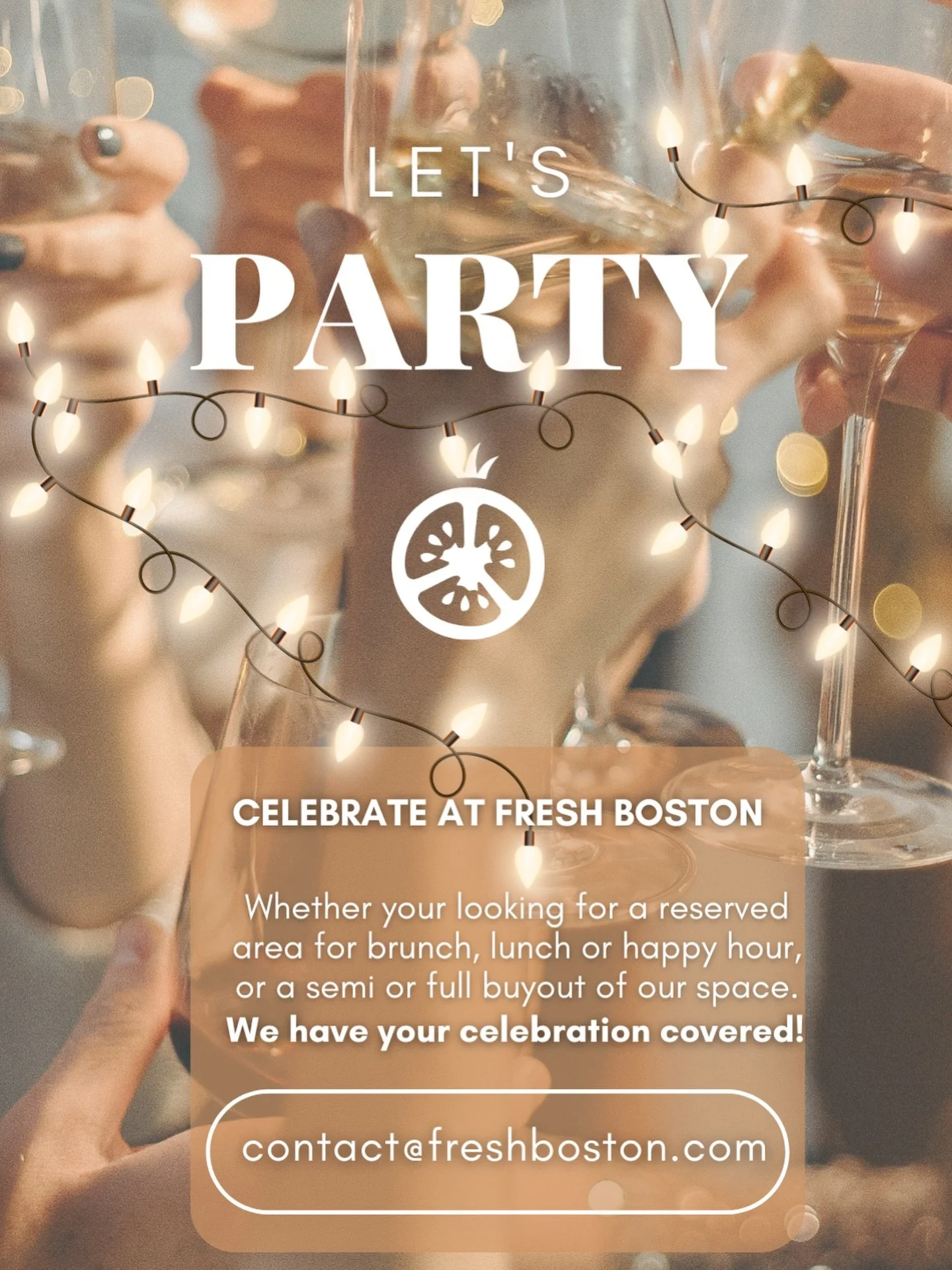 Happy Holidays 🍅 Party at Fresh! 

👉🏼reach out to us to chat about your event!