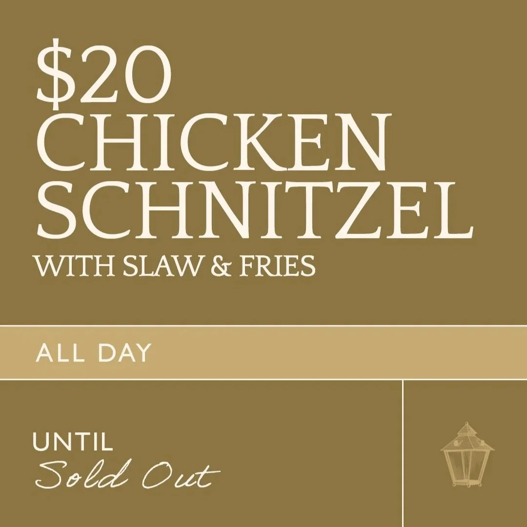 $20 CHICKEN SCHNITZEL | Every Wednesday ALL DAY