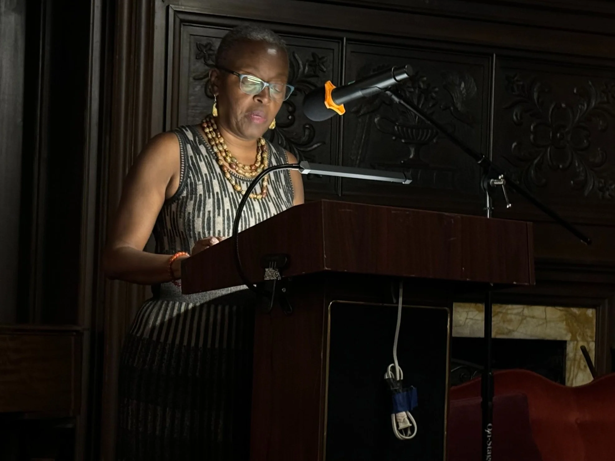 Dorothy reading at podium