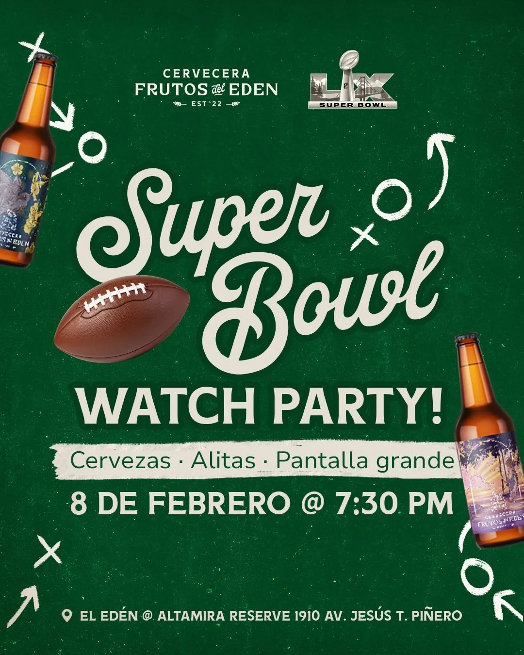 Super Bowl Watch Party en Cervecera Frutos del Edén