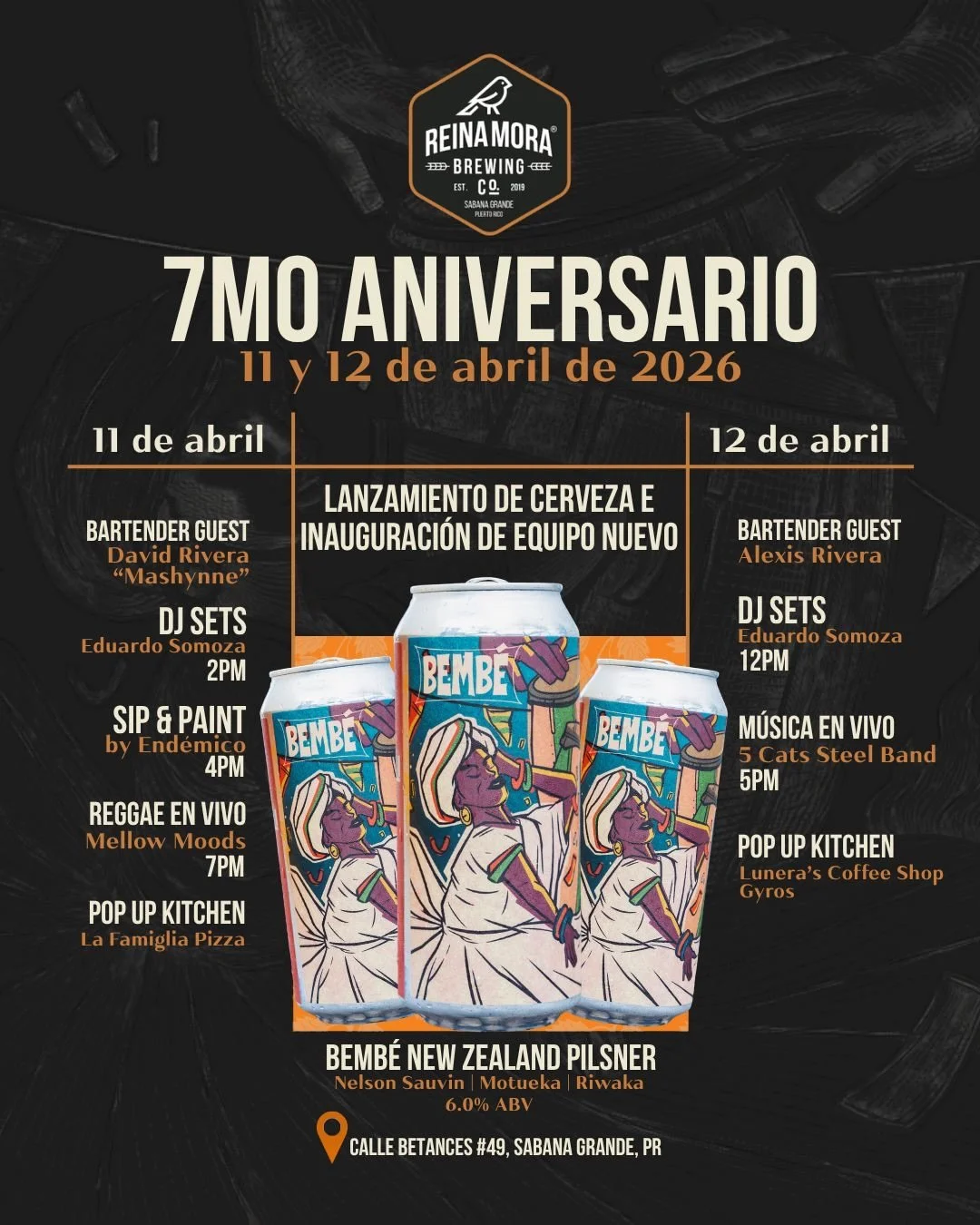 Reina Mora Brewing celebra su séptimo aniversario los días 11 y 12 de abril en Sabana Grande