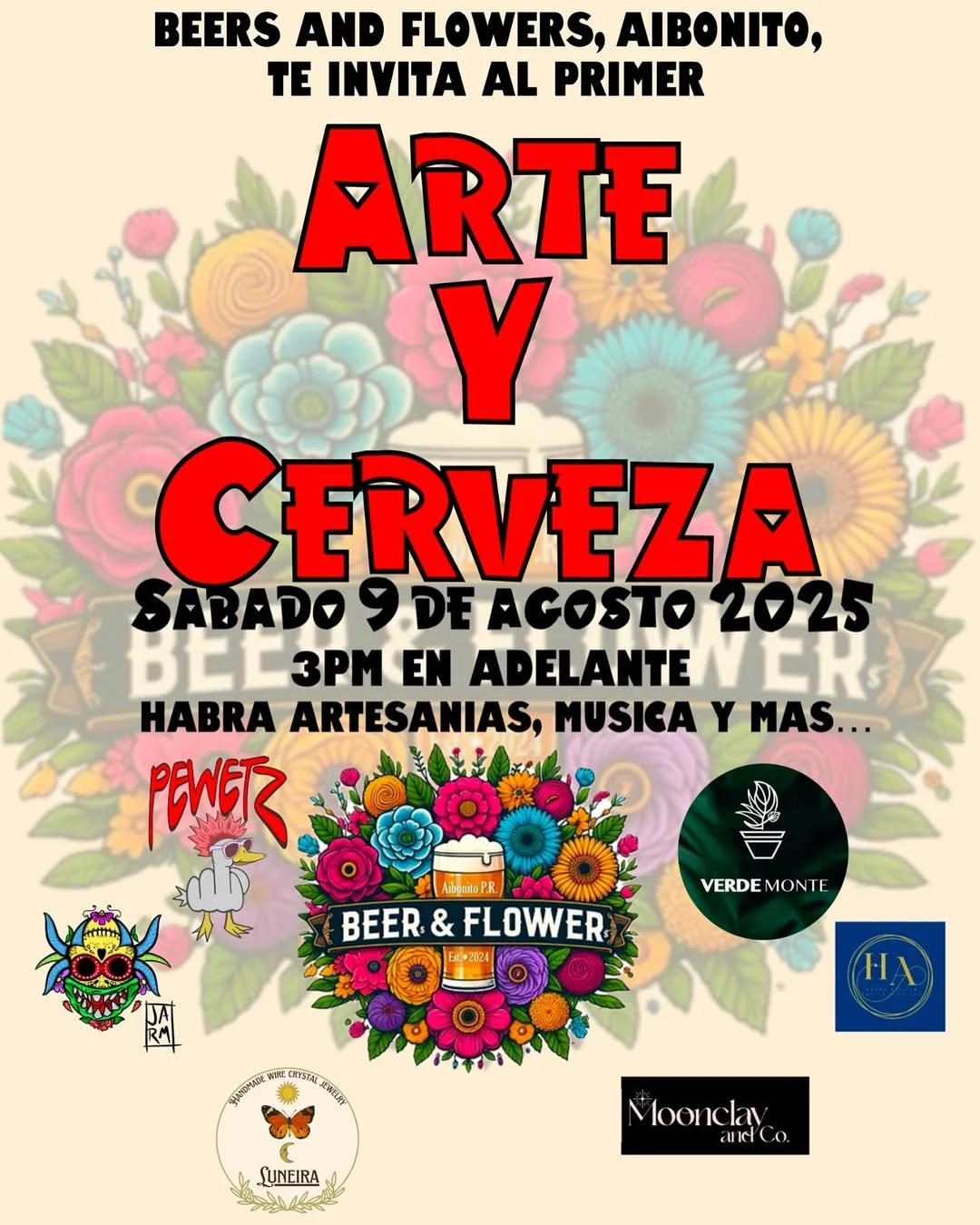 Arte y cerveza en Beers and Flowers en Aibonito