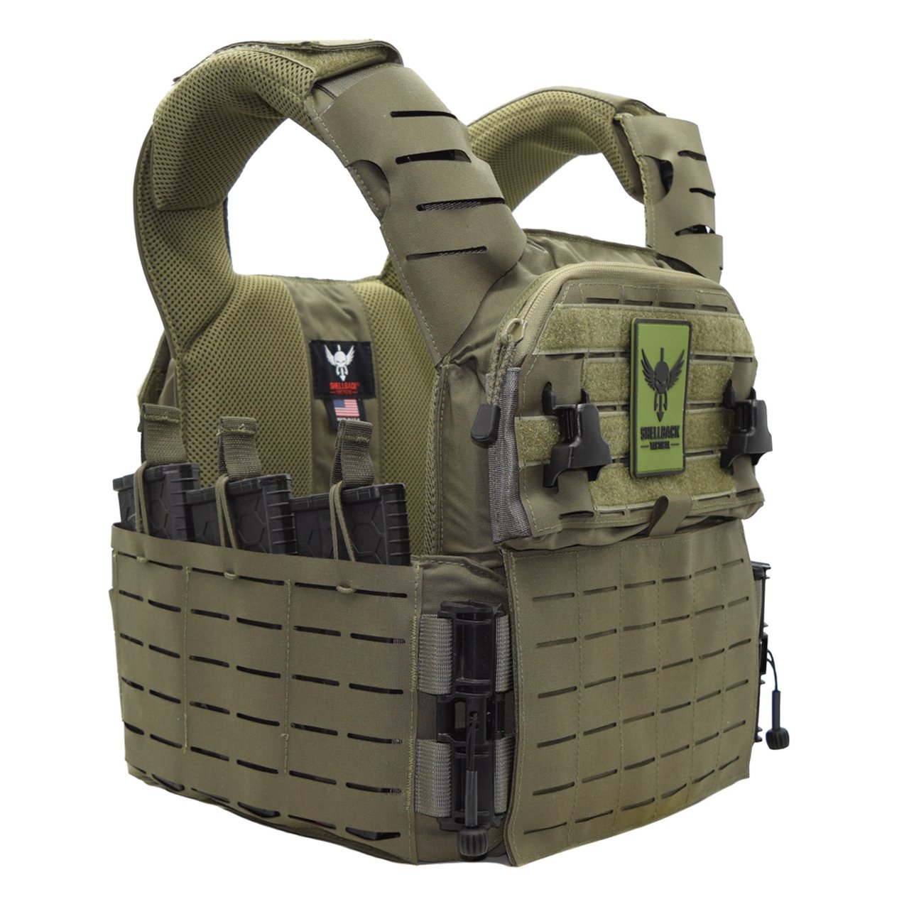 Shellback Tactical-Banshee Elite 3.0 Plate Carrier-Ranger Green-Side Front Angle View.jpg