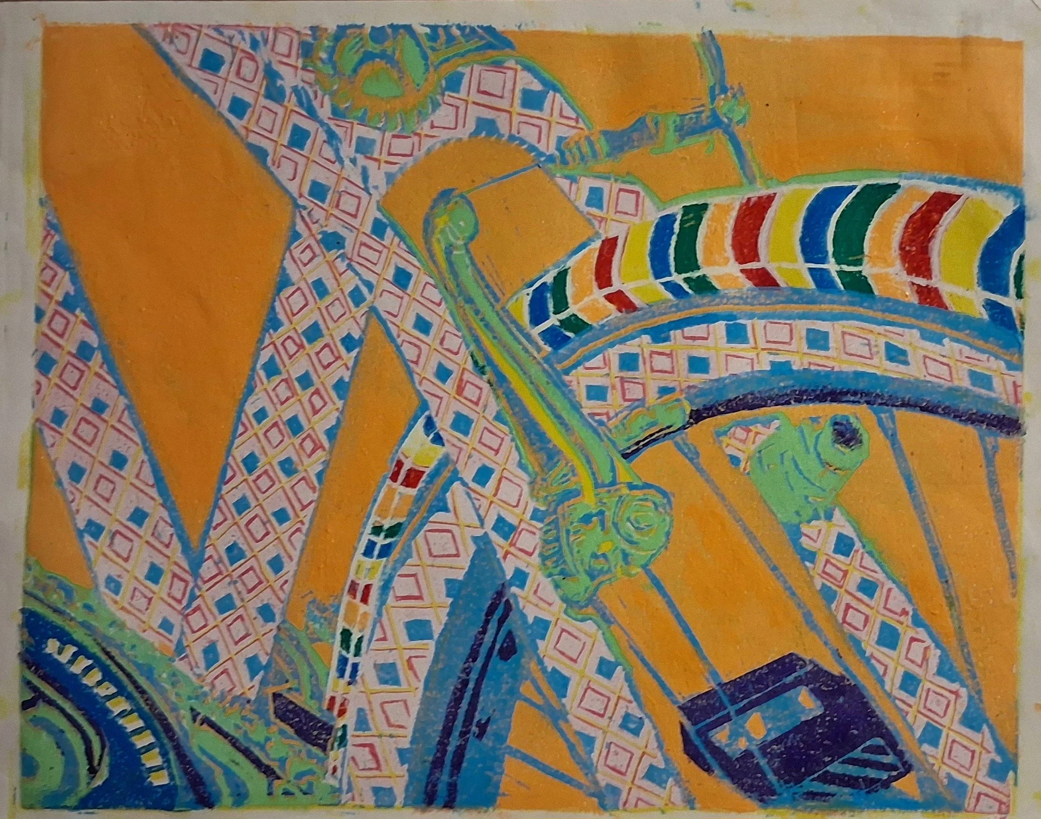 Bicycle Jig       reduction linoprint