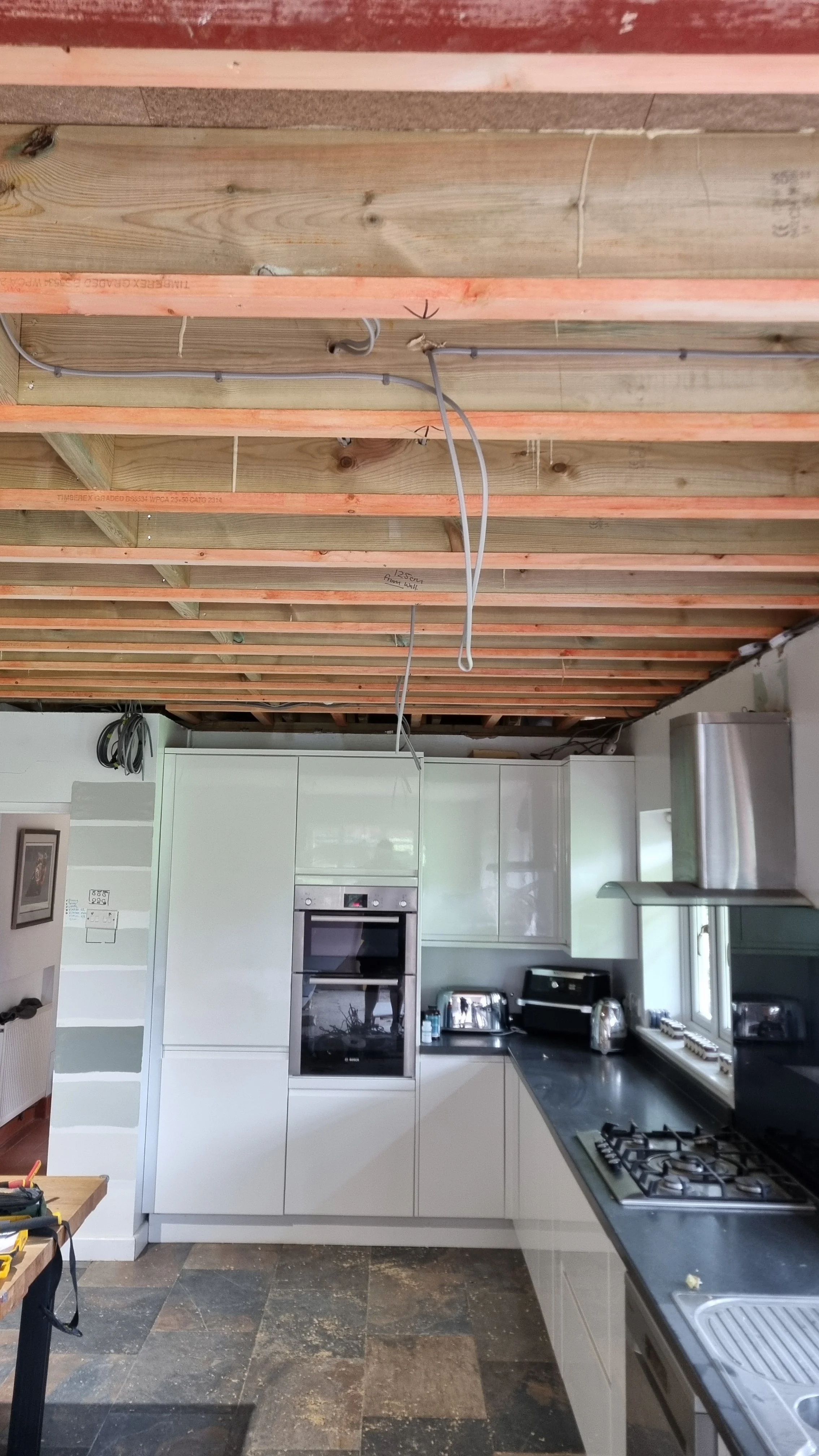 Electrical rewiring work in progress in a Milton Keynes home