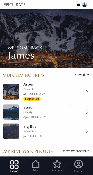 Home tab — mobile