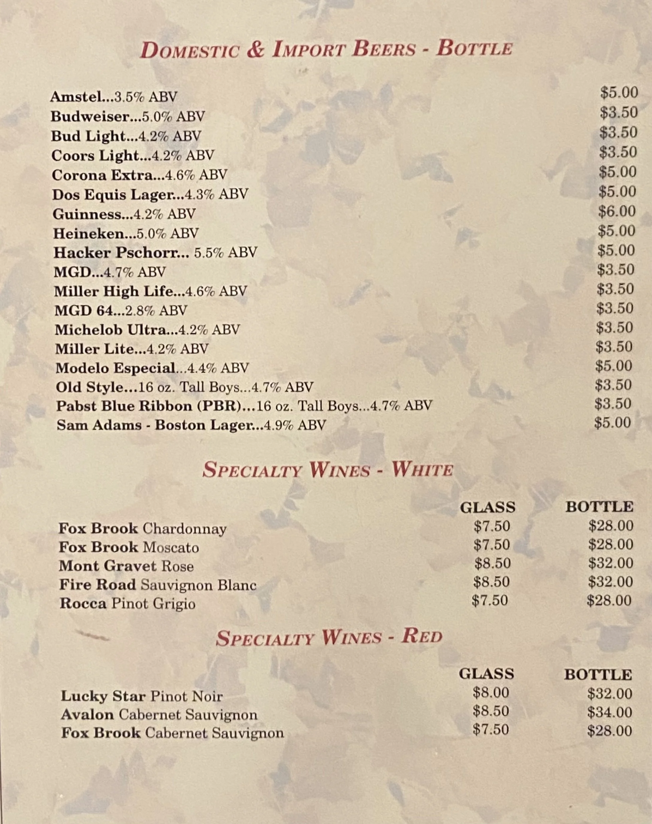 DRINKS — Manny's launch site