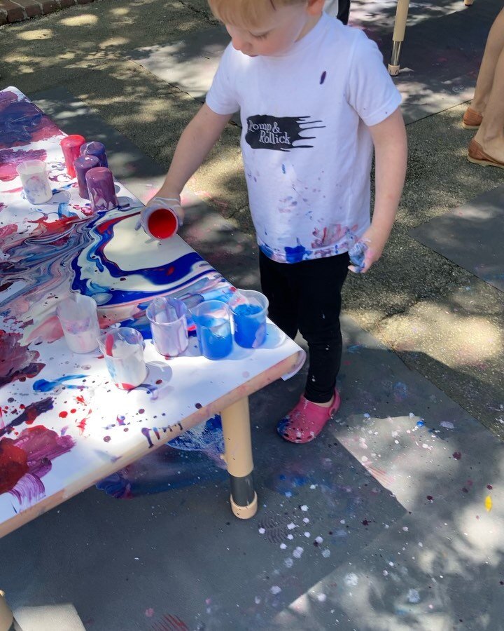 Happy Mother&rsquo;s Day! 💞 For our Mother&rsquo;s Day art experience we poured, dripped, splashed, stacked, and explored tempera paint. Some paint made it on the sweet cardboard hearts but that was not the focus- we let the explorations happen arou