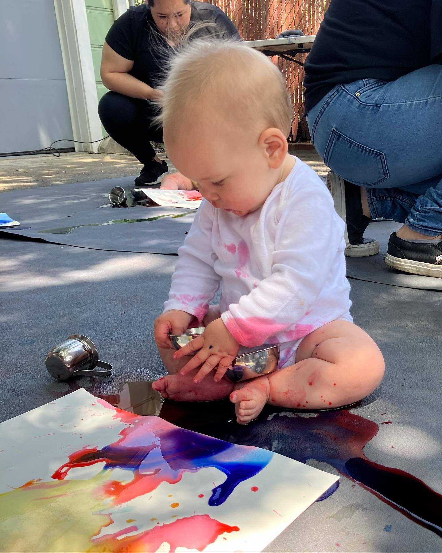 This week the babies made their own watercolor paintings and explored the cooked tapioca! They had a blast as you can see!

In our Ah-Ha Fun Time Babies class we let the babies use real paint because they can make beautiful process art if given the o