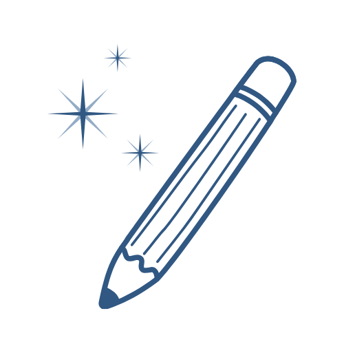 blue Pencil and sparkle icon