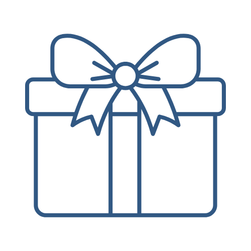 blue gift package with bow on top icon