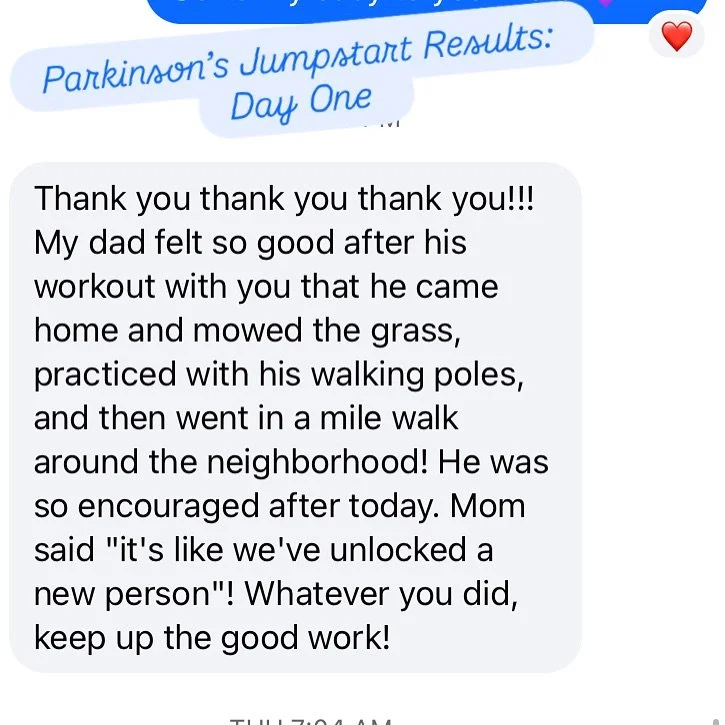 Parkinson’s Jumpstart Results: Day One
Empowerbalance.info
#movementmedicine #brainhealth #parkinsonsexercise #results #dpt #waynesvilleohio