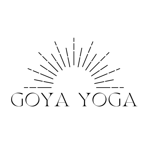 Black and White Goya Yoga Logo with Sun on top