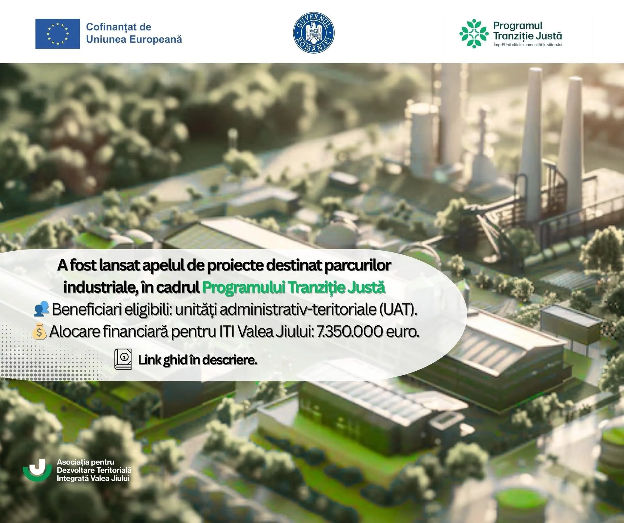 APEL DESCHIS - PARCURI INDUSTRIALE | PROGRAMUL TRANZITIE JUSTA 2021 - 2027