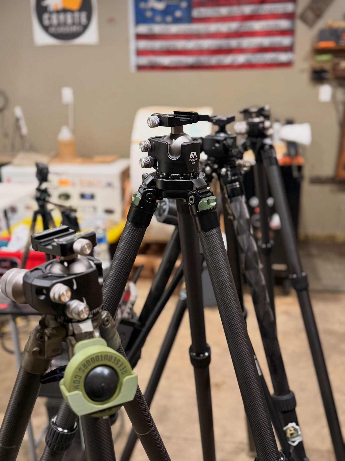 4 tripods&hellip; 1 from 2 vets and the other 3 from @fanaueofficial_ 

A couple 4020 x65 models and the x45 model. I upgraded the standard ball head with a conversion kit from thermal game management. Game changer and the absolute best &ldquo;budget
