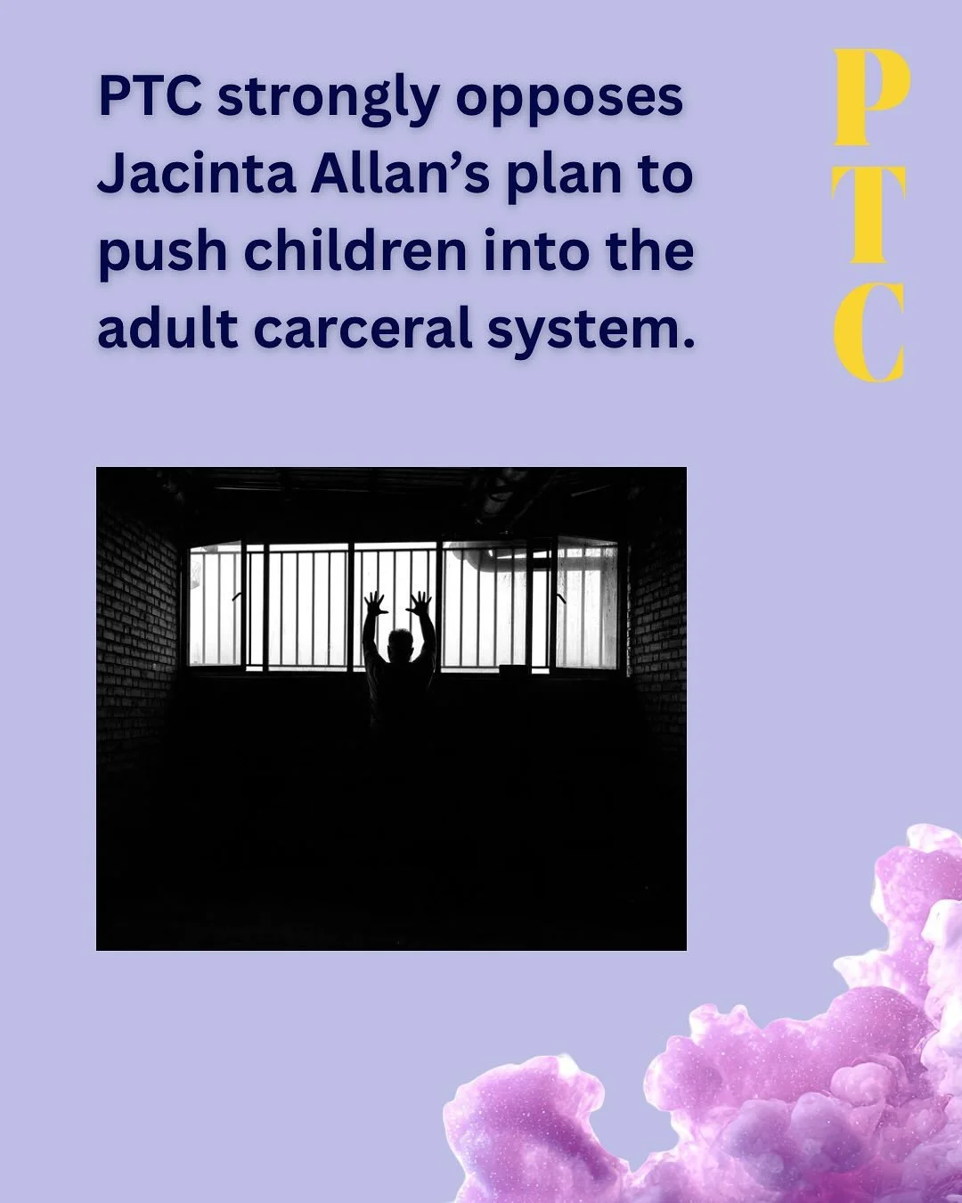 Victoria is proposing to try children as young as fourteen in adult courts.
This would expose vulnerable young people to adult sentencing, adult prisons, and the lifelong trauma that follows.

PTC stands firmly against this.

Incarceration does not m