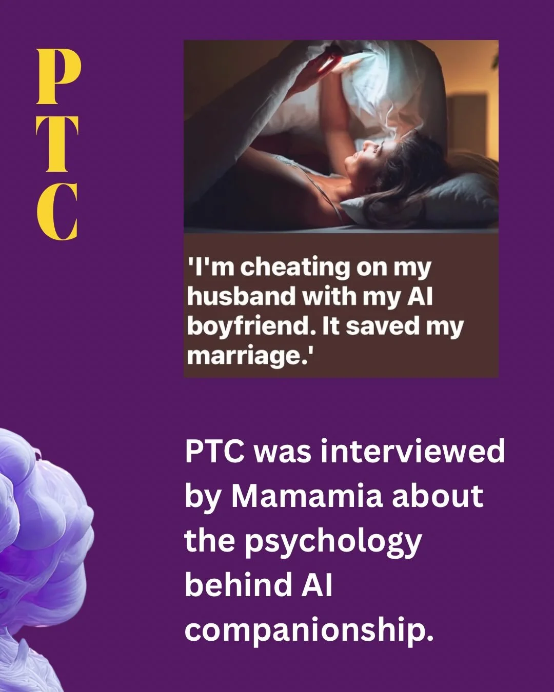 AI companionship is becoming part of people&rsquo;s real emotional world.

Mammamia recently spoke with three women about their relationships with AI partners, and asked us at PTC to offer insight into why these experiences matter. Our perspective wa