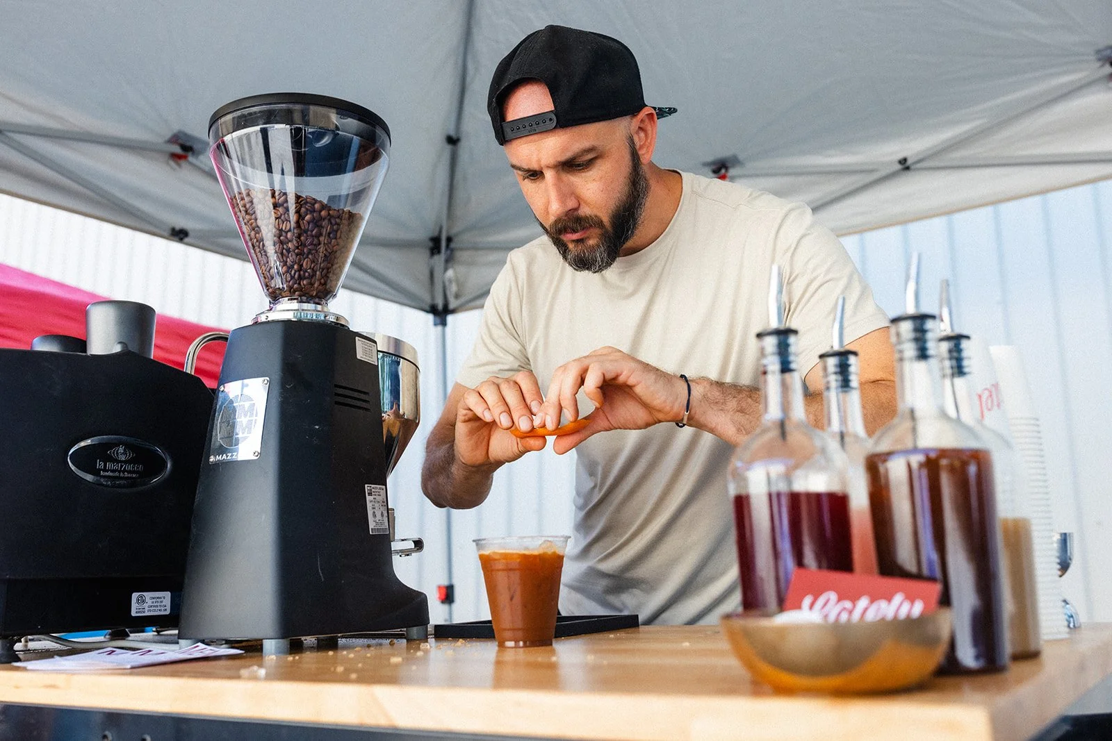 barista expressing citrus specialty coffee cart charleston sc