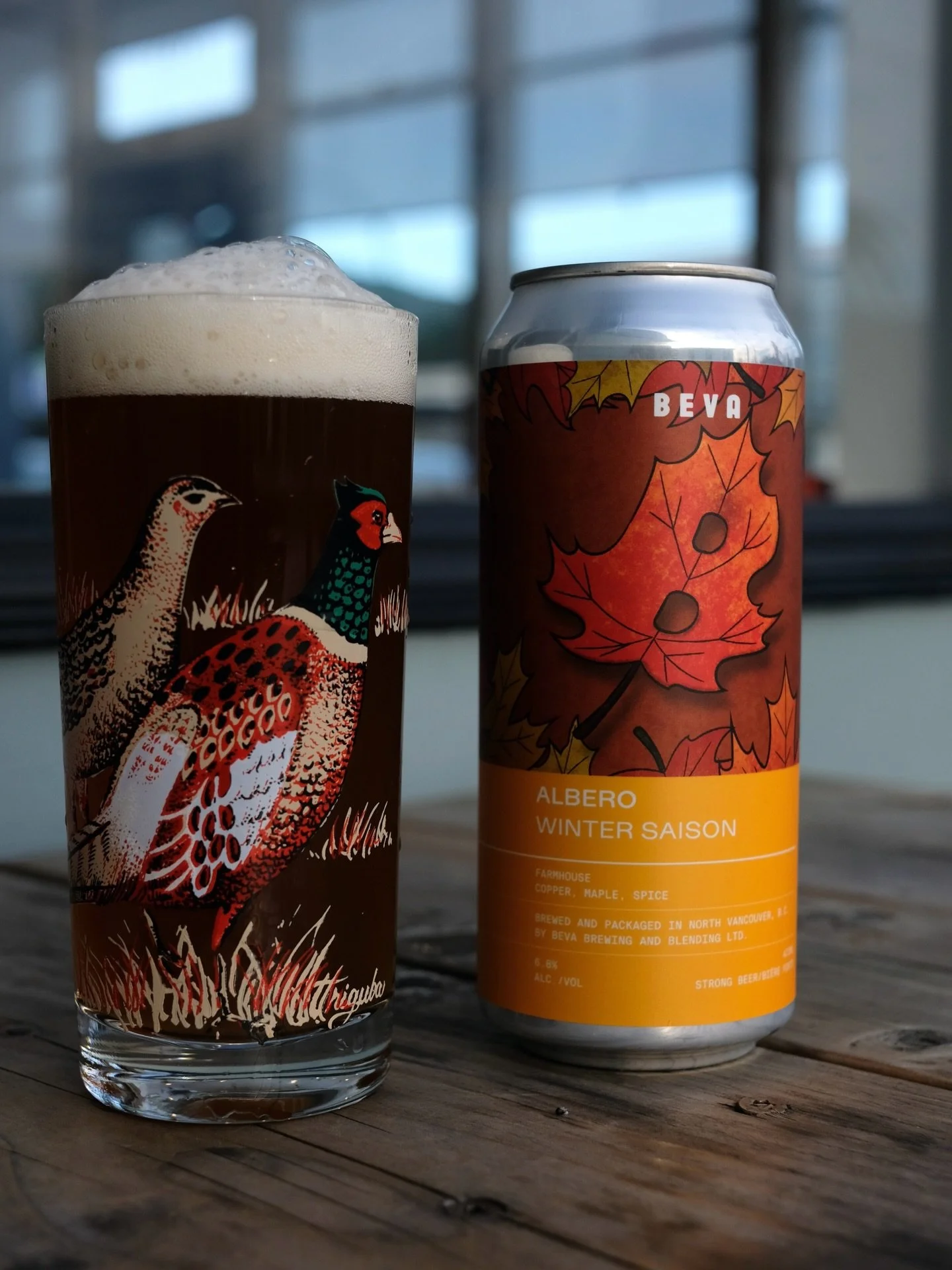 ALBERO
Winter Saison
ABV: 6.8%

A farmhouse ale to commemorate the cooler months. A blend of farmhouse ales aged in American oak and stainless steel using our house mixed culture and refermented with maple syrup.
 
This amber farmhouse ale is now on 