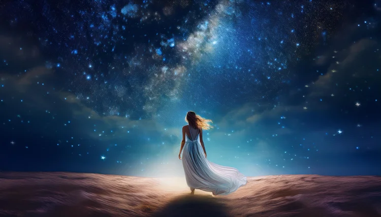 A dreamy night scene under the stars