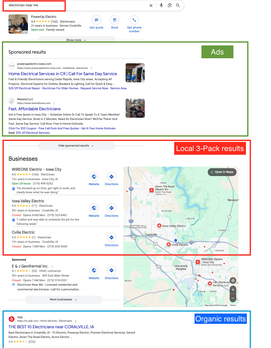Google 3 pack example