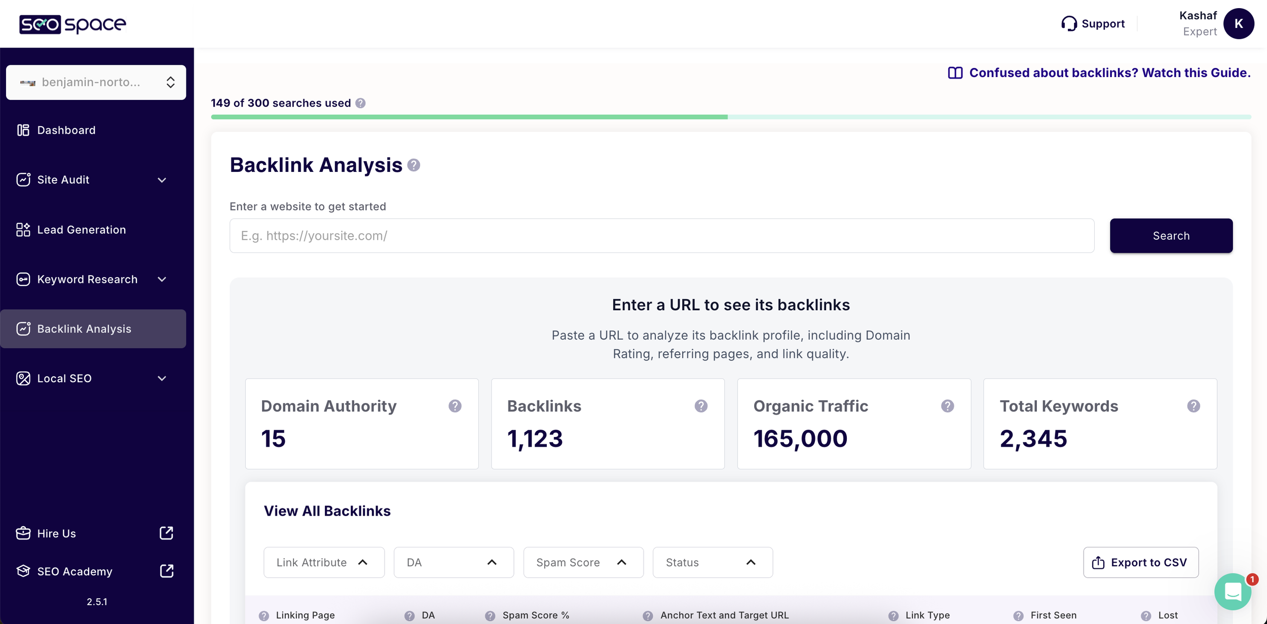 Backlink Analysis in SEOSpace