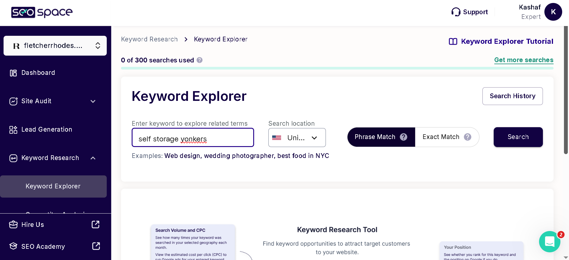 SEOspace keyword explorer