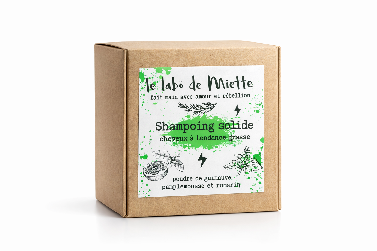 Shampoing solide aux huiles essentielles pour cheveux à tendance grasse