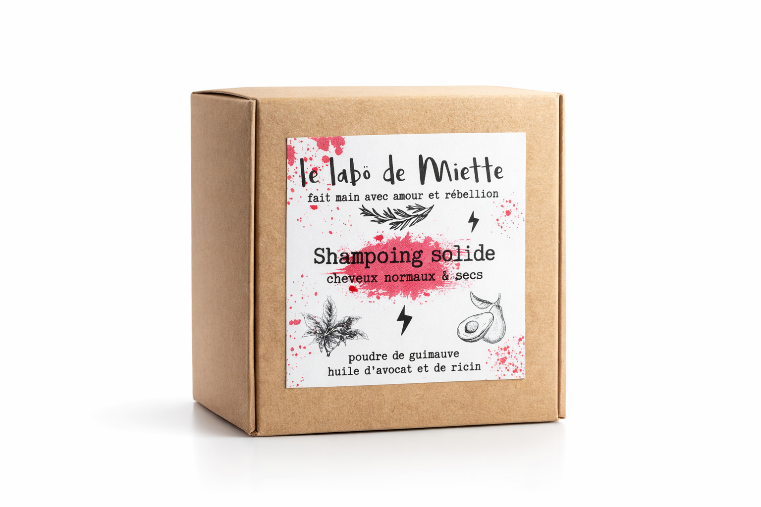 Shampoing solide sans huile essentielle pour cheveux normaux à secs