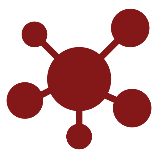Diagramma stilizzato con un cerchio centrale collegato a cinque cerchi più piccoli.