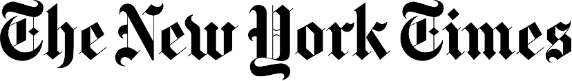 L'immagine mostra il logo della testata giornalistica The New York Times scritto in stile gotico nero su sfondo trasparente.
