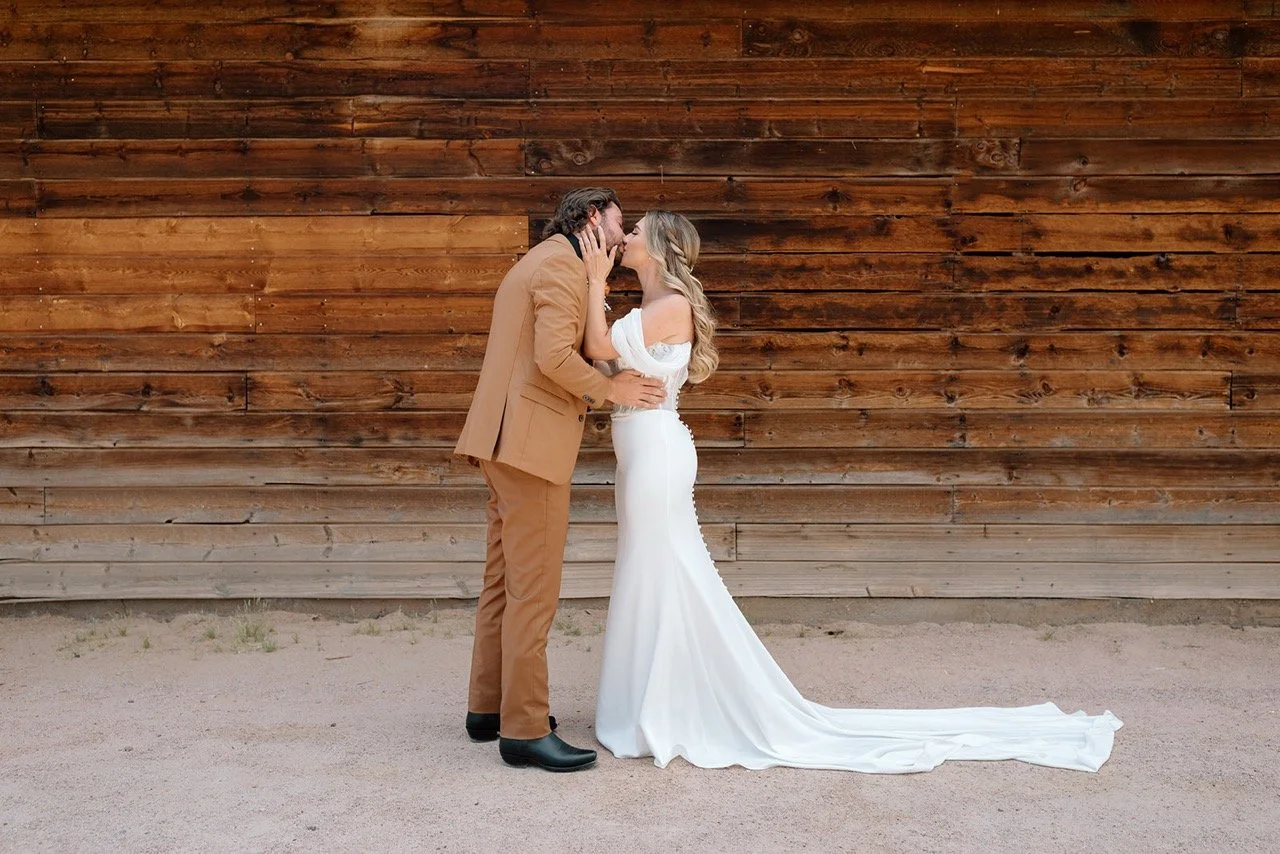 Bride and groom first look at Saguaro Lake Guest Ranch