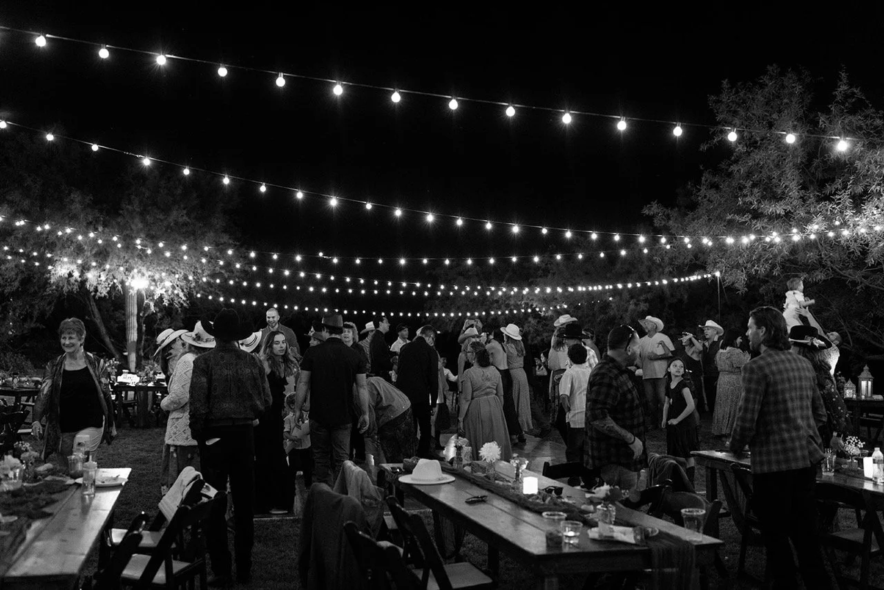 Wedding guests dancing on dance floor during reception at Saguaro Lake Guest Rance - wedding reception