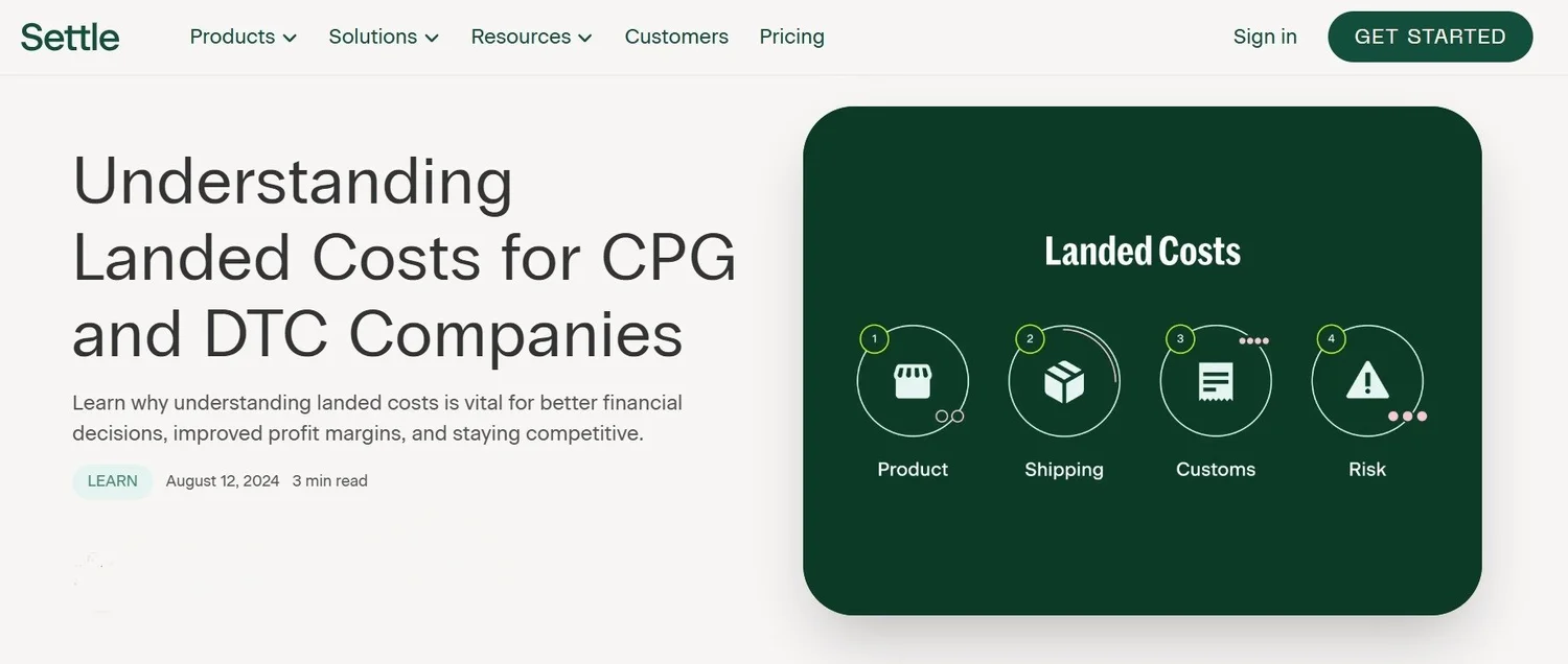 Settle blog post on landed costs