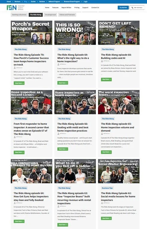 Grid of The Ride Along video episodes