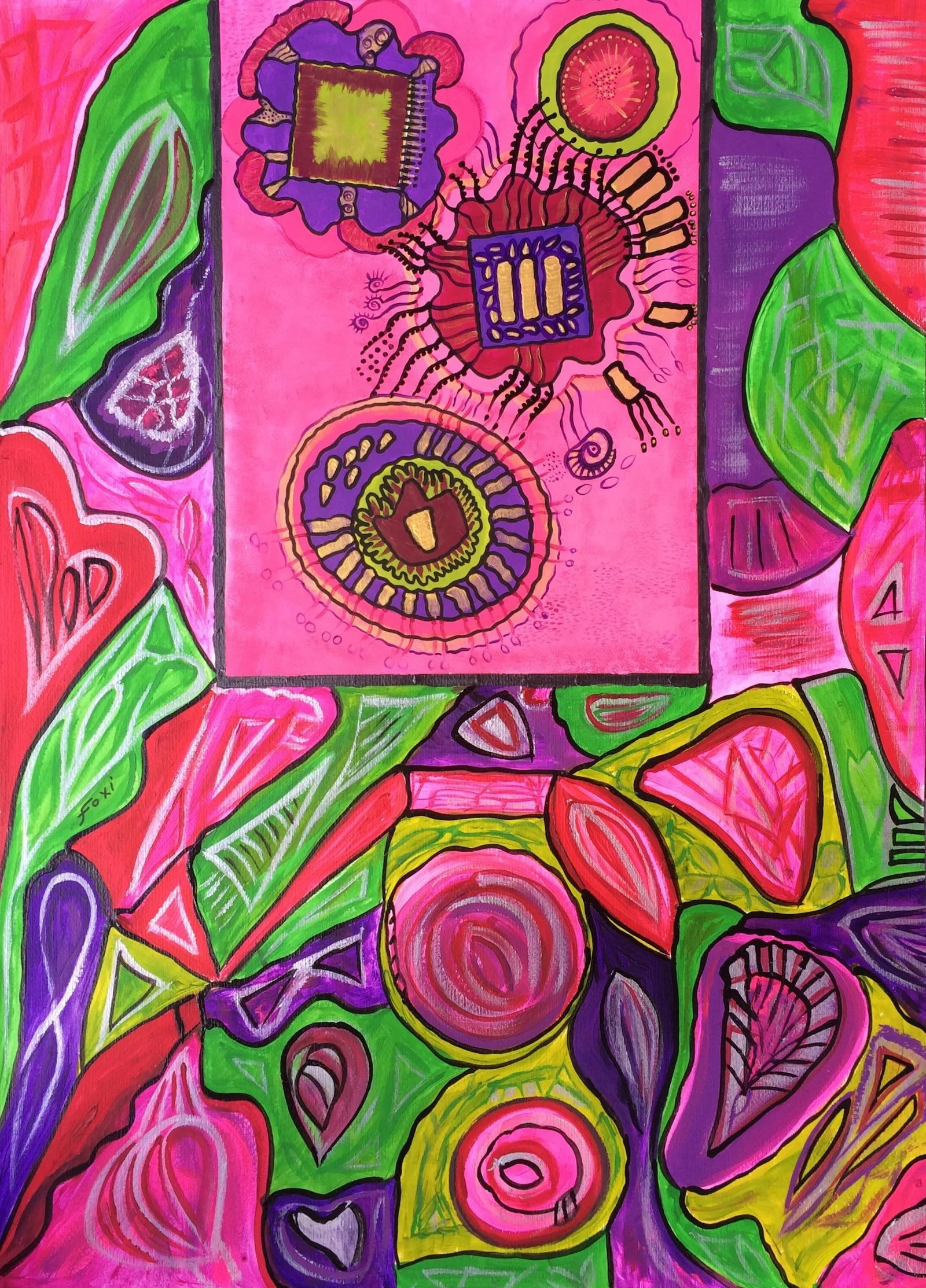 Metamorphosis, acrylic on paper, 80x57 cm (31x52 inch)