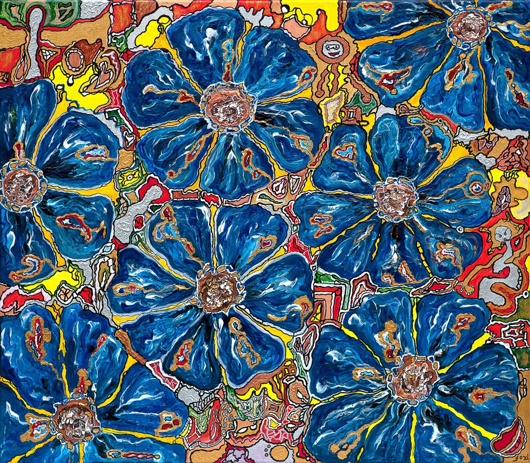 7X7: Indigo, acrylic on canvas 80X90 cm (31.1 X 35.1 inch