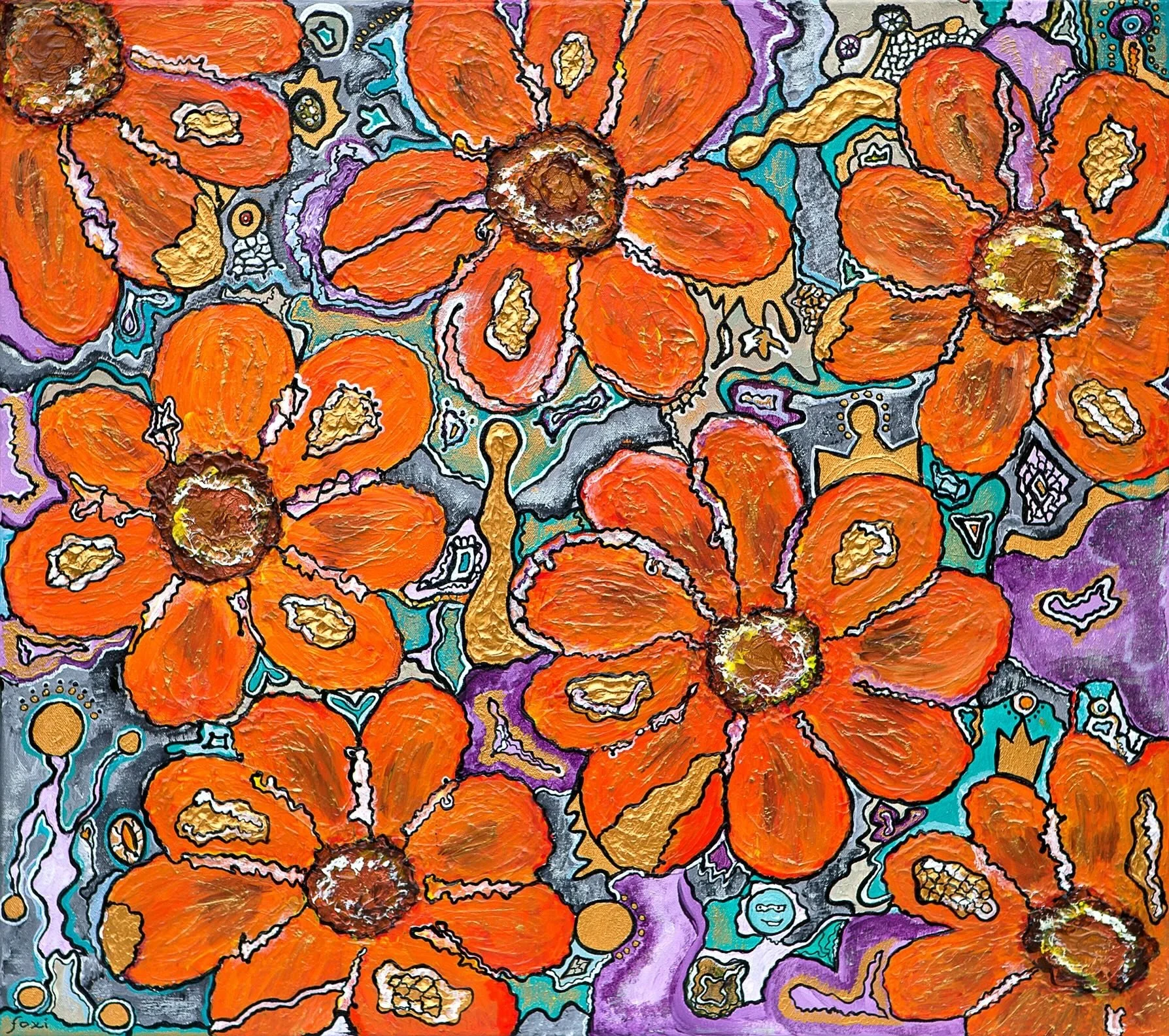 7X7: Orange, acrylic on canvas 80X90 cm (31.1 X 35.1 inch)