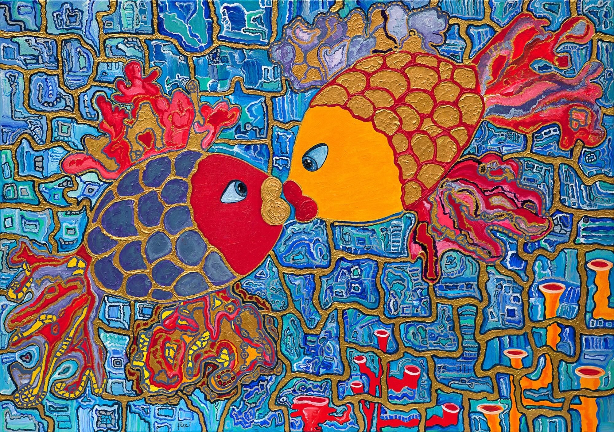 Wet Kiss
Acrylic on canvas, 100x140 cm (40x55 inch)