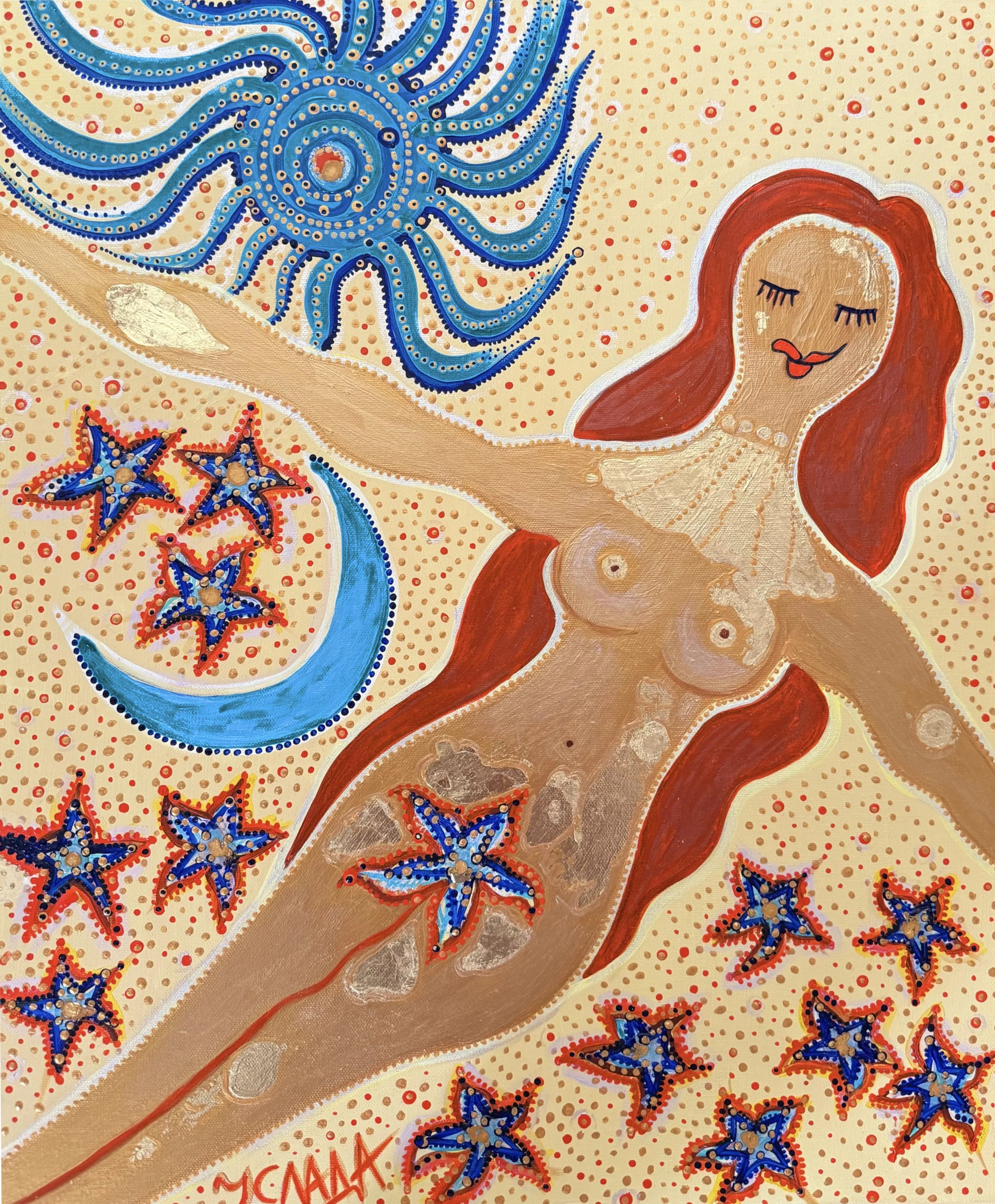 Sanctuary, acrylic and gold leaf on canvas, 50x60 cm