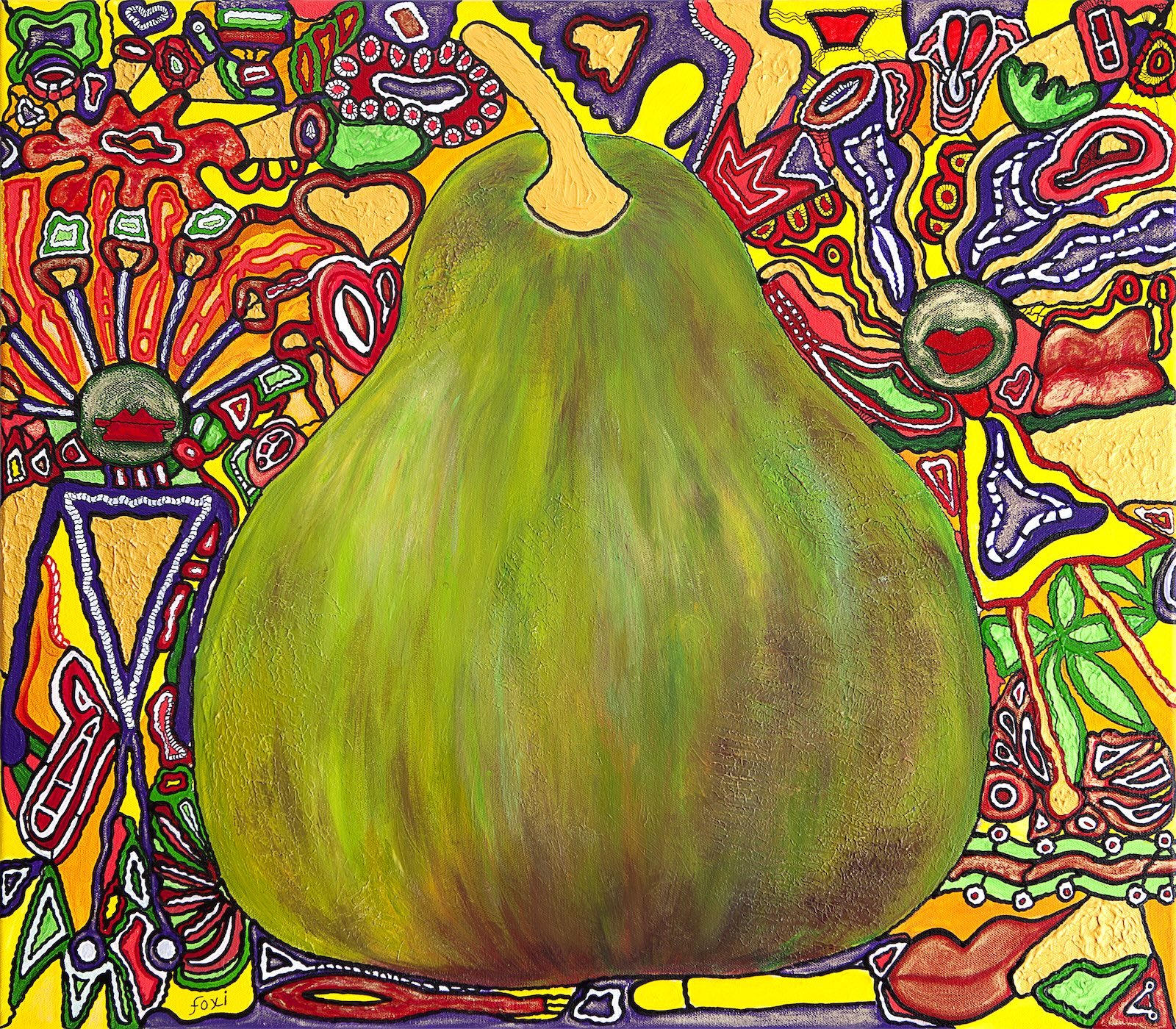 Forbidden Pear, acrylic on canvas, 70x80cm (28x31 inch)