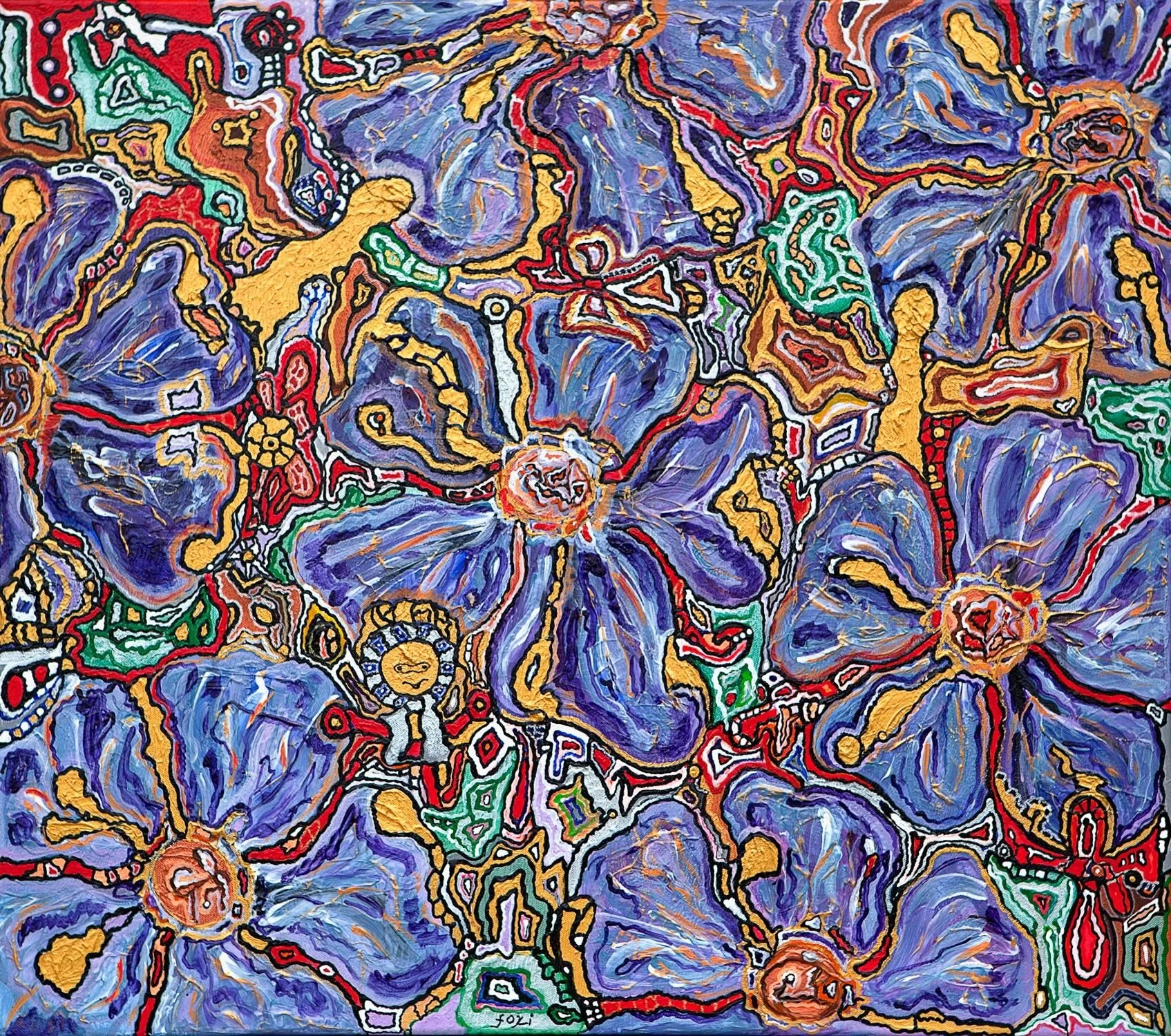 7X7: Purple, acrylic on canvas 80X90 cm (31.1 X 35.1 inch