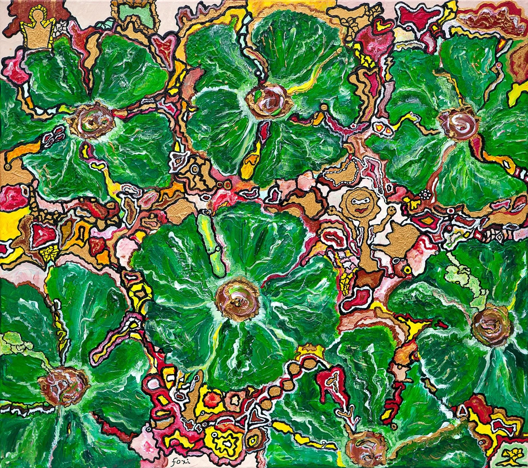 7X7: Green, acrylic on canvas 80X90 cm (31.1 X 35.1 inch)