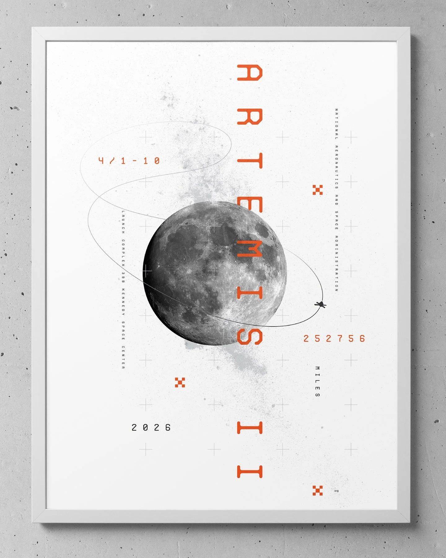 SHOP > ARTEMIS II : print // 

Celebrating the Artemis II mission, April 1st &ndash; 10th 2026, Commander, Reid Wiseman, Pilot, Victor Glover and Mission Specialists, Christina Koch and Jeremy Hansen on their record flight distance of 252,756 mile