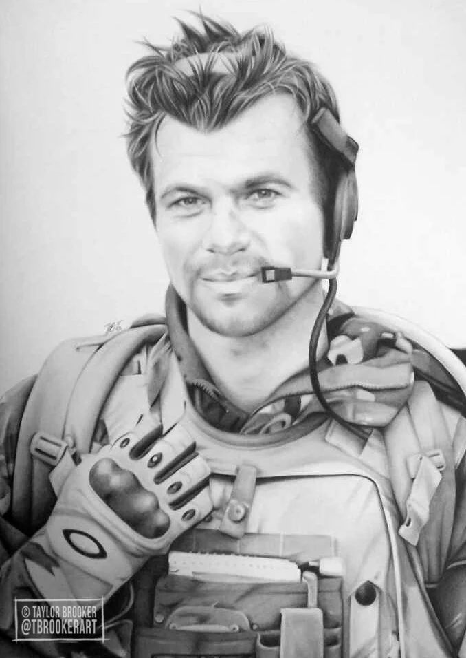 Realistic pencil drawing of a solider