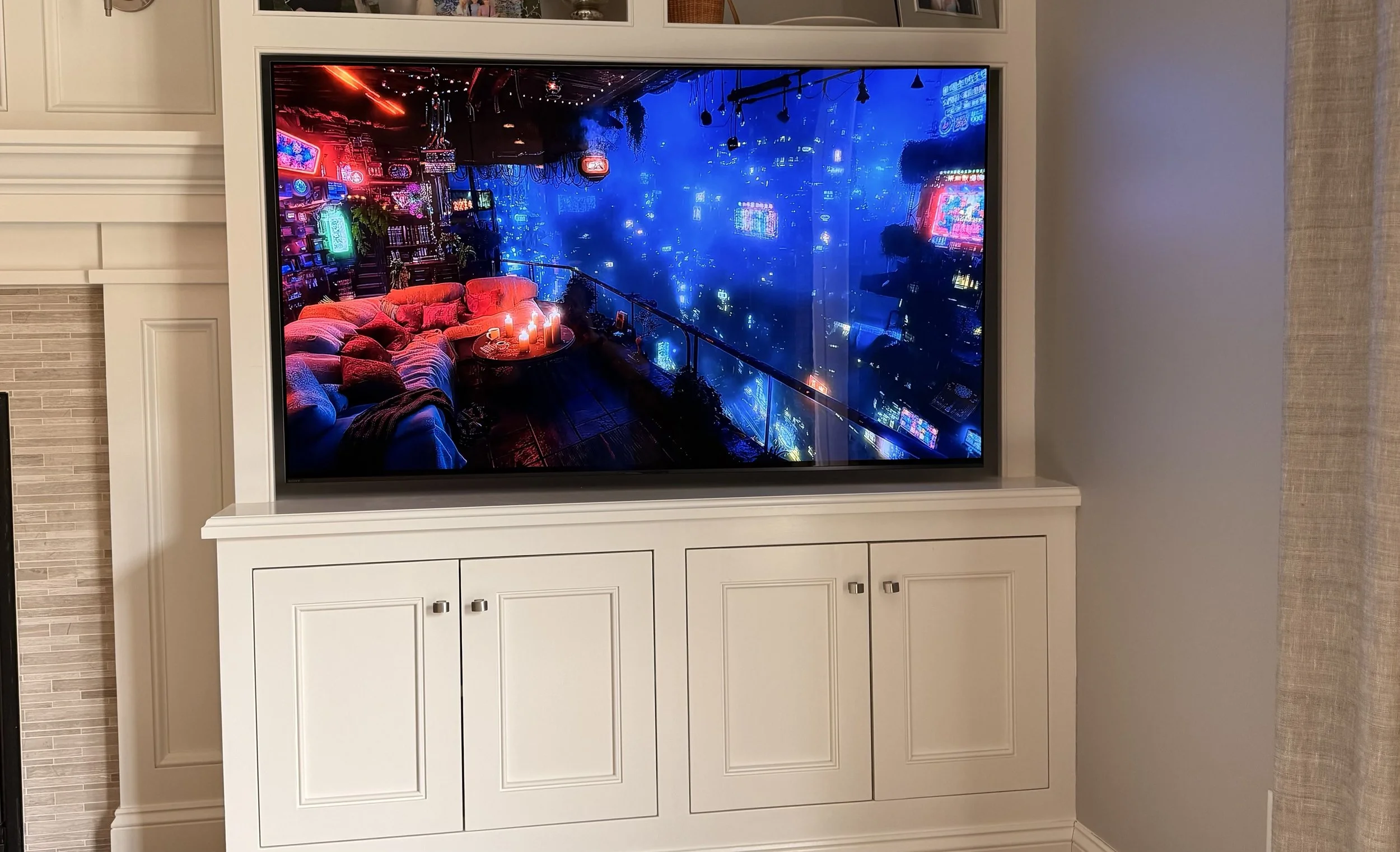 Sony TV on an articulating mount. Norwell, MA