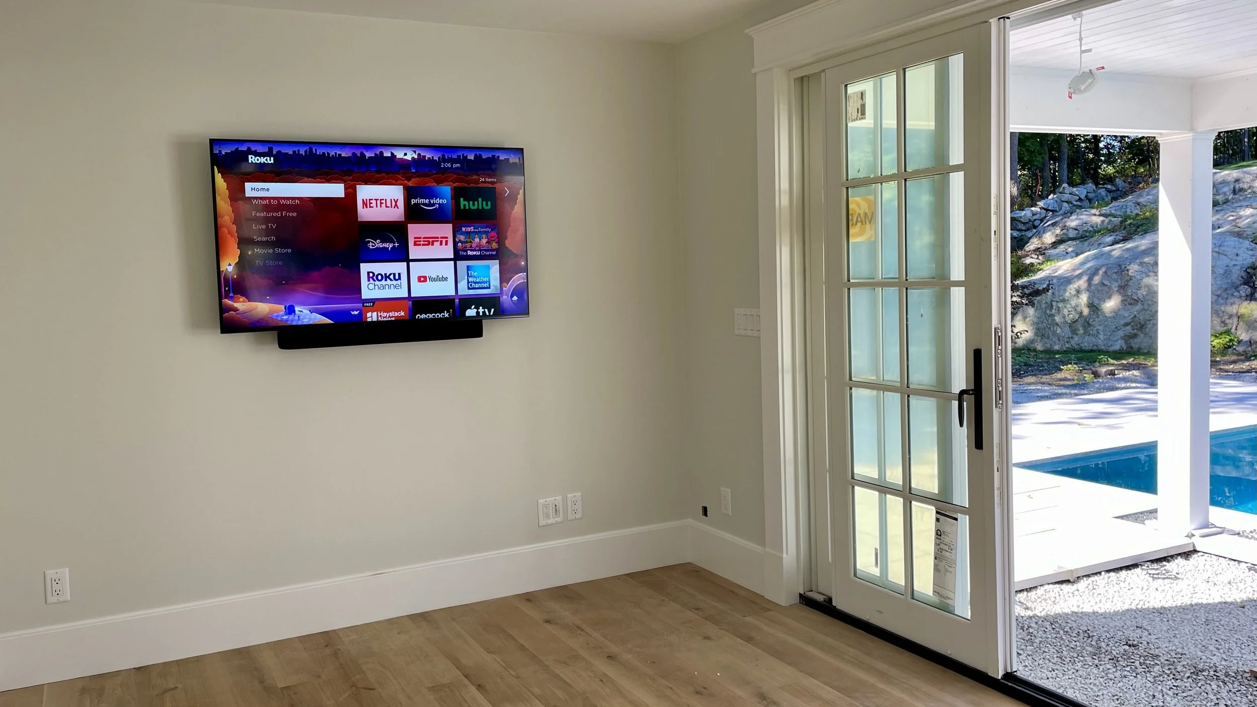 Sony TV pool house, exterior living Cohasset, MA