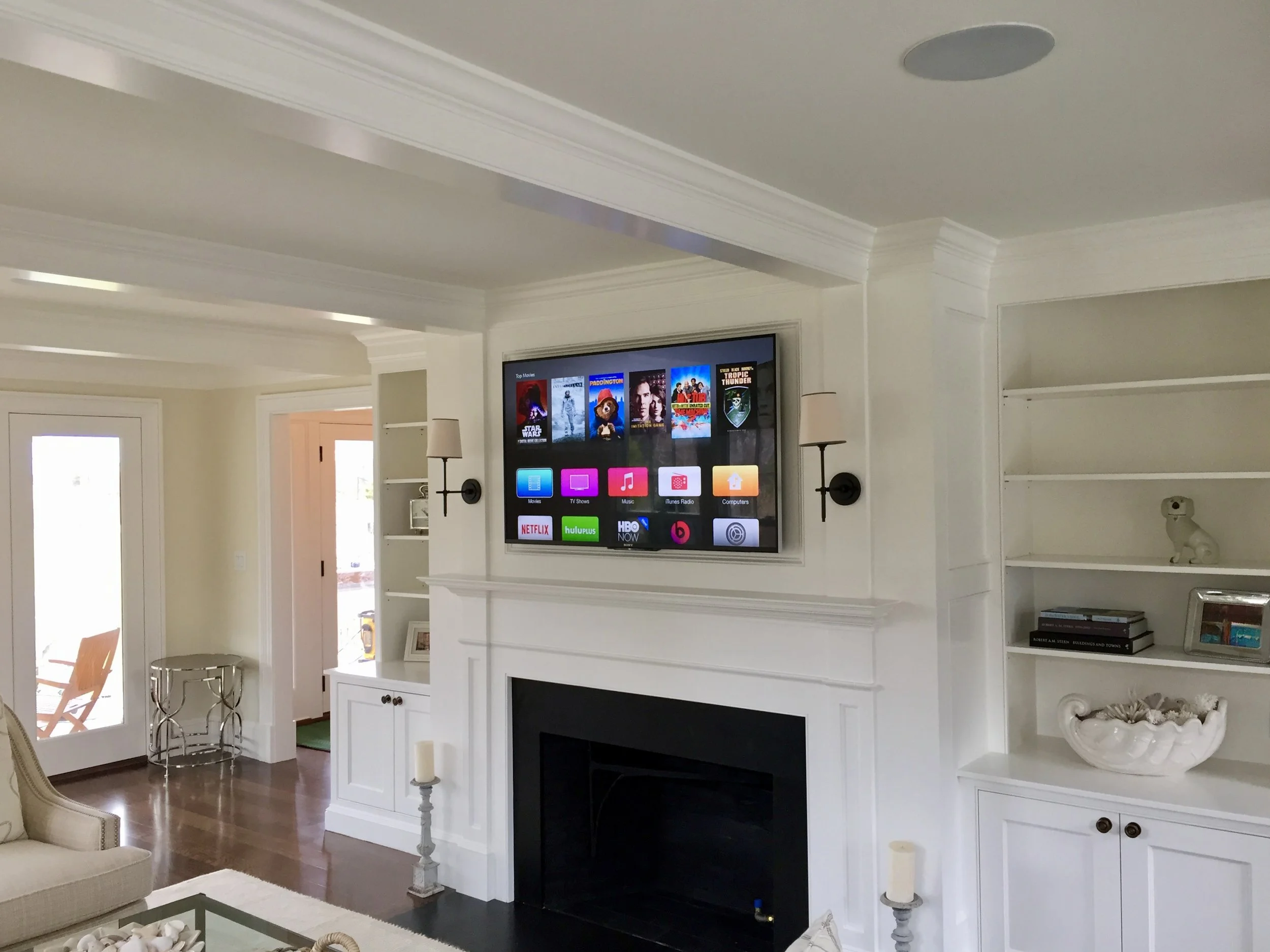 Whole house audio, Sony XBR and smart home lighting from Lutron. Cohasset, MA